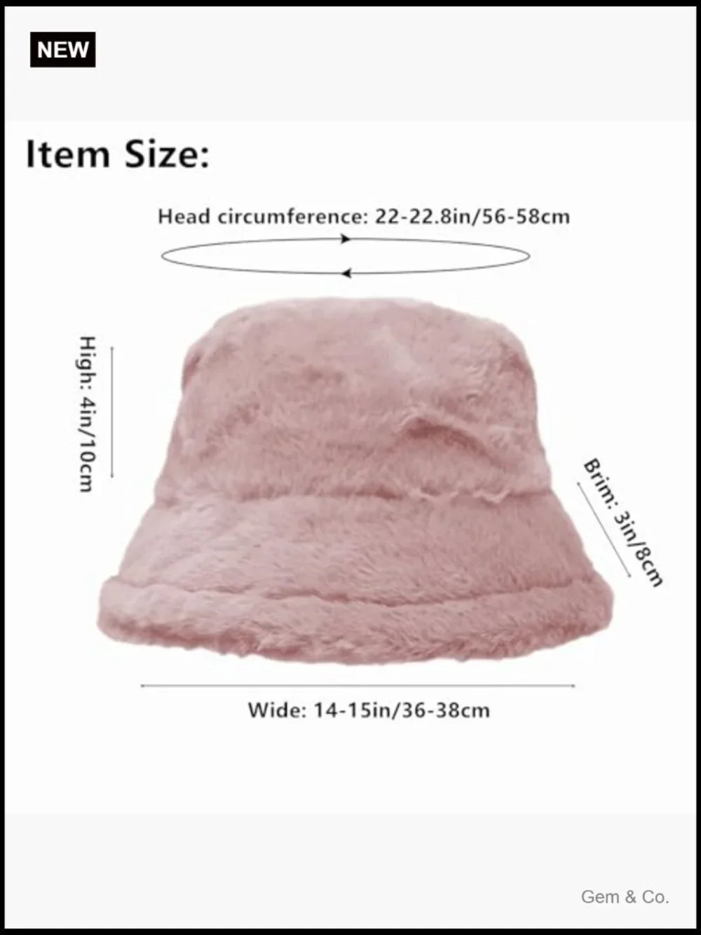 Faux Fur Bucket Hat Warm Winter Fluffy Wide Brim Adjustable Unlined